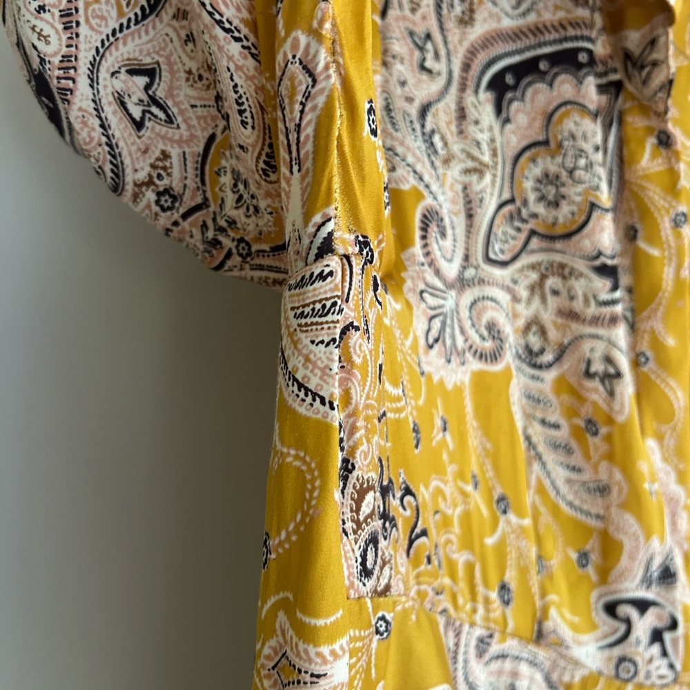 Free People Yellow Paisley V-Neck Tunic - Picture 5 of 13